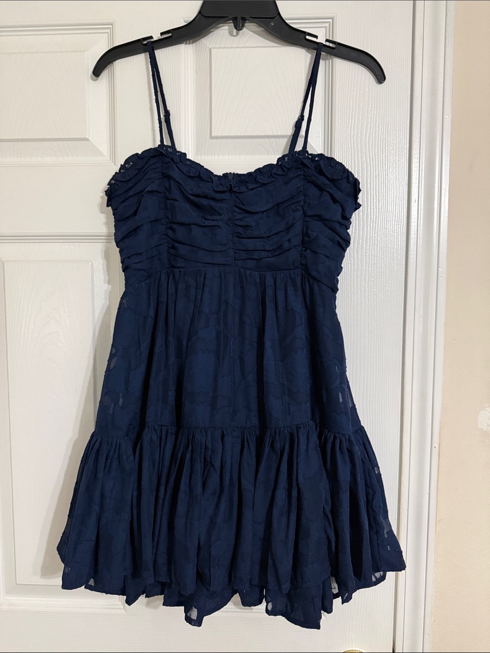 Altar'd State Navy Blue Ruffled Mini Dress